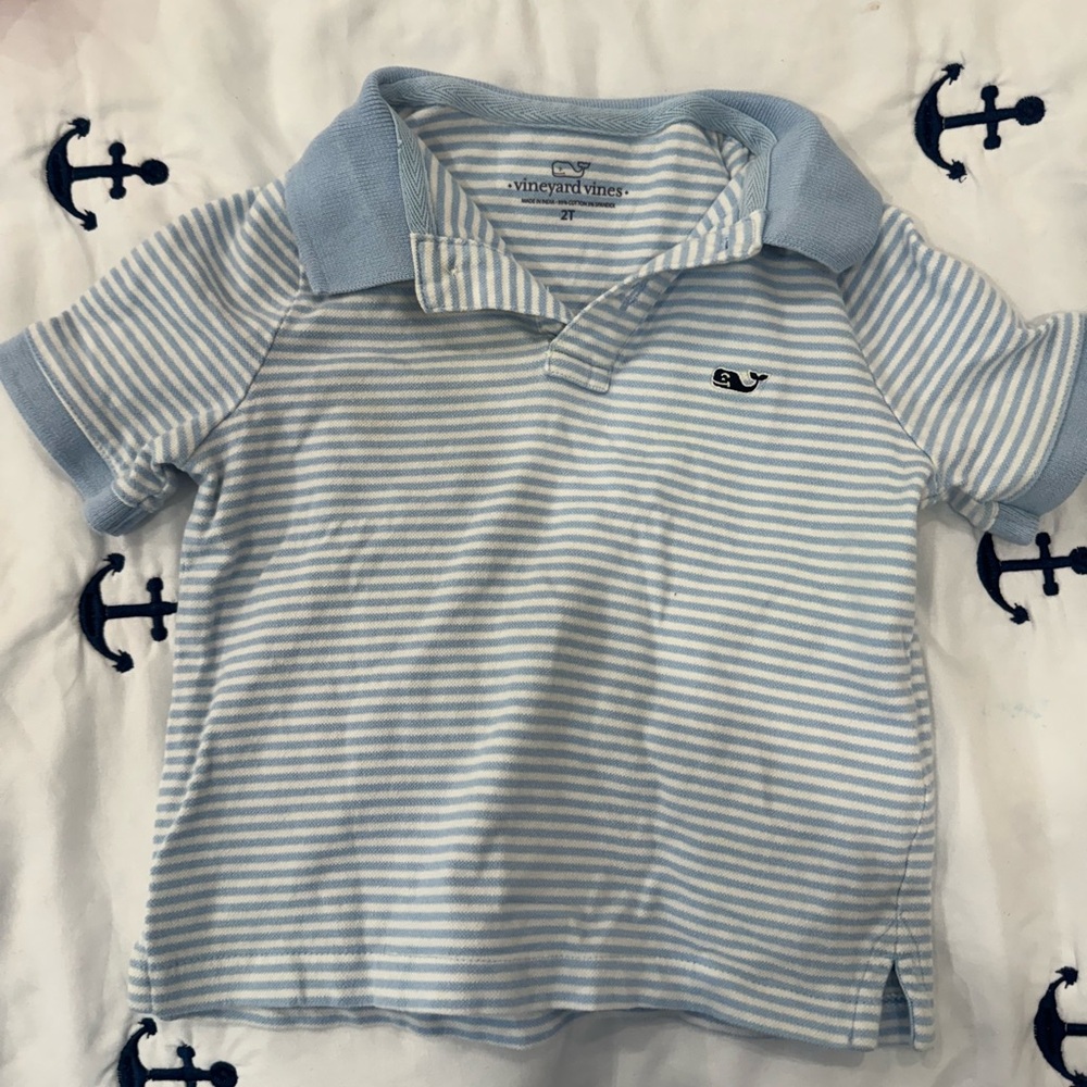Vineyard Vines Blue Striped Kids Polo Shirt